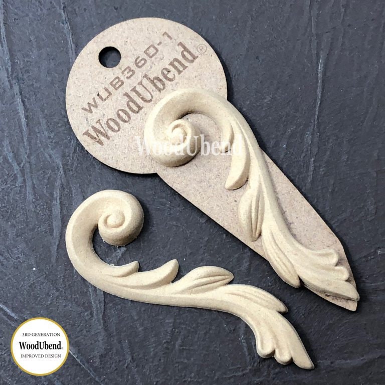 WoodUbend, Set of 2 Scrolls, Flourishes, WUB0360, 1 14 × 4.5 cm