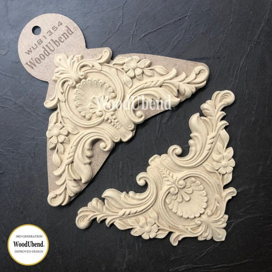 WoodUbend, Pack Of Two, Decorative Plumes, Accents, Baroque Style, WUB1354, 6.7 × 4.33 in