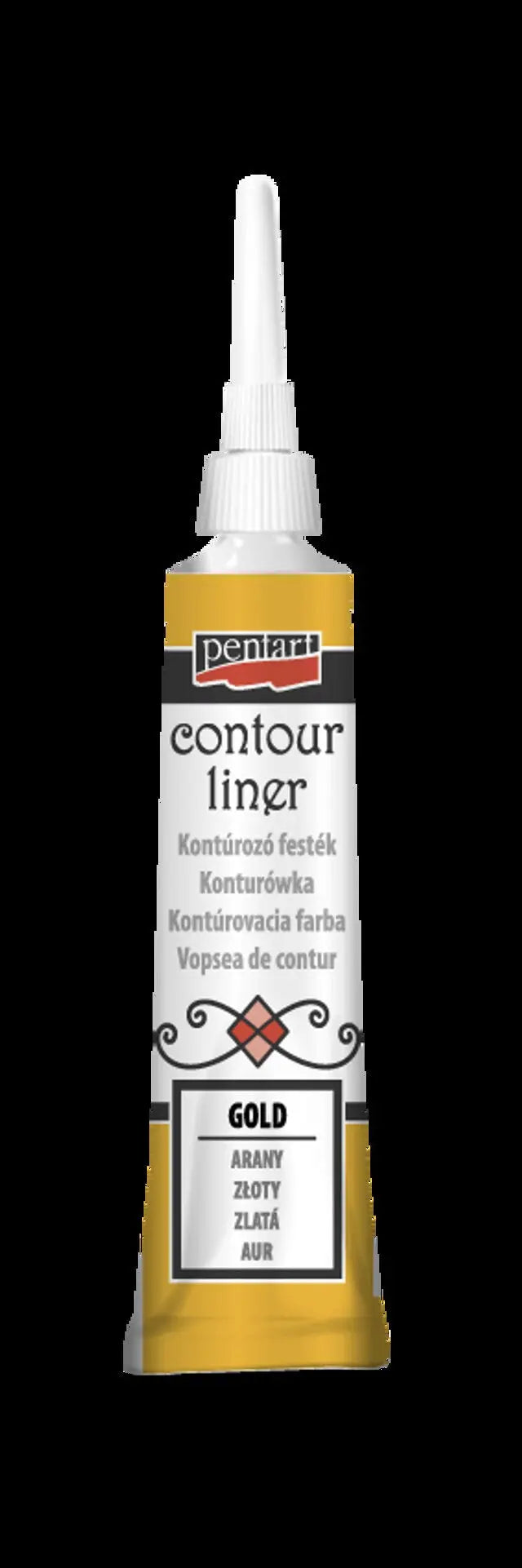 Pentart, Contour liner, 20 ml, Copper, Silver, Sparkling Gold, Gold, 3D, Metallic, Paint Pen, Water Based Pentart