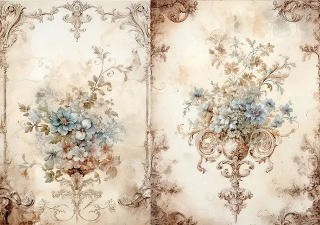 LaBlanche, 2024 Spring Release, Rice Paper, Nostalgia, Brocante Floral Scones, Vintage, Shabby Chic Style, LBD352, A4 8.27 X 11.69 LaBlanche