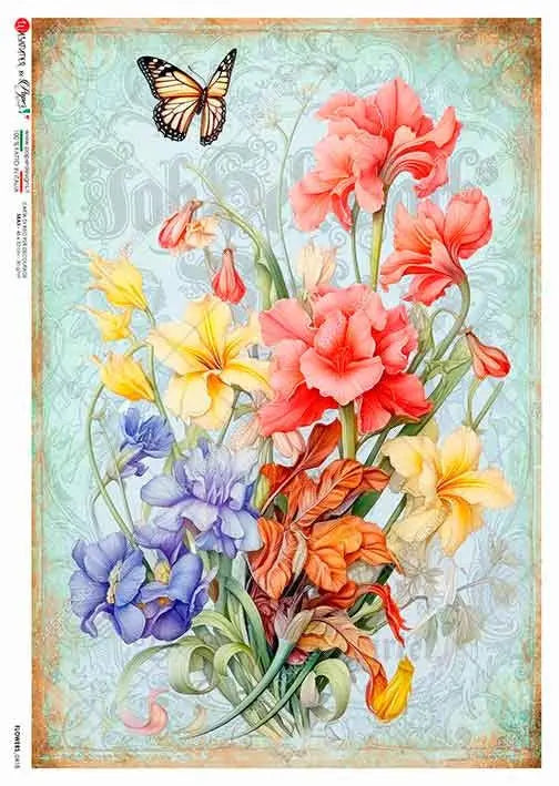 Paper Designs, 2024 Spring Release, Spring Wildflower Bundle II, Bouquet, Rice Paper, Decoupage, Mixed Media, 0418 A4 8.3" X 11.7" Paper Designs