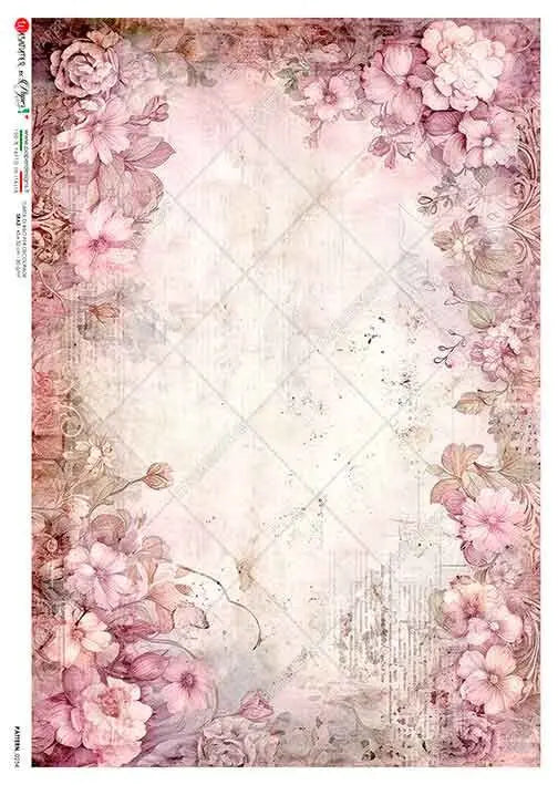 Paper Designs, 2024 Release, Pink Floral Journal, Background, Wallpaper, Flowers, Floral, 0254, A4 8.3" X 11.7" Rice Paper for Decoupage Paper Designs