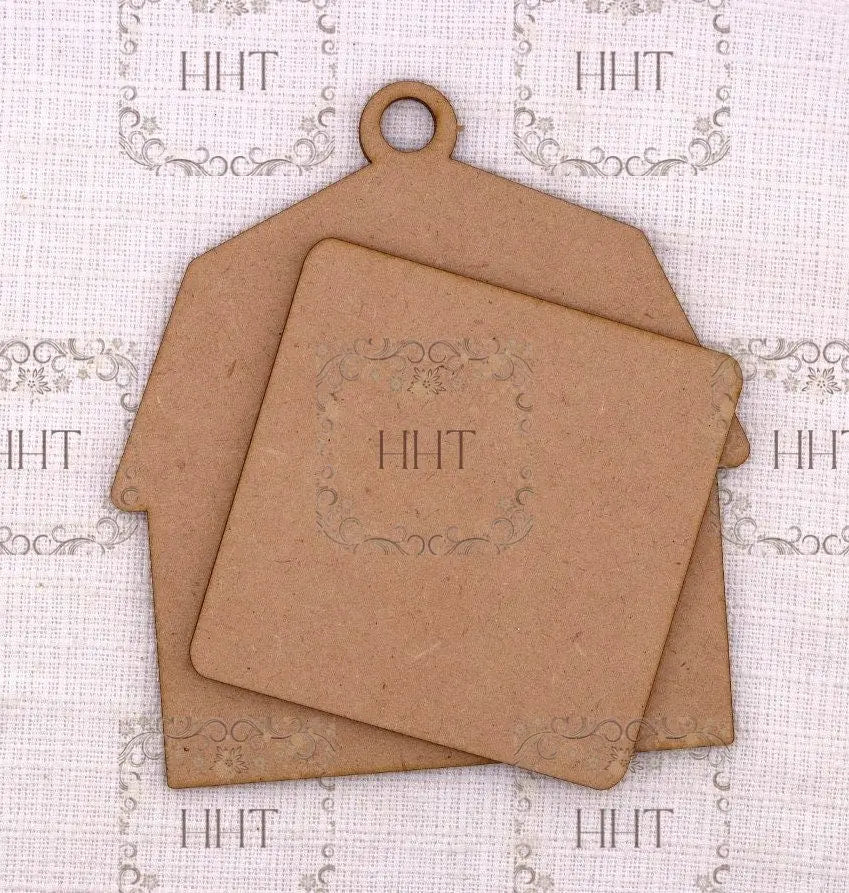 Laser Cut MDF, Barn with Overlay, Ornament, Base, Blank, Frame 2-pc, Decoupage Crafts, Mixed Media, 5 x 5 , 1/8" thick Handcrafted Holiday Traditions