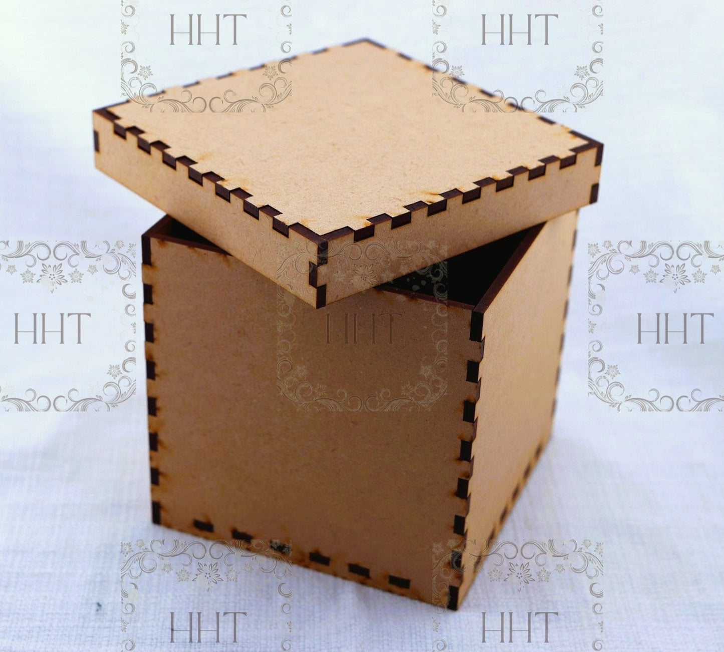 Laser Cut MDF, Basic, Box, with Lid, Buildable Kit, Craft, Base, Blank, Canvas, Decoupage, Mixed Media, Paintable, 10 pc, 2 sizes, Crafts