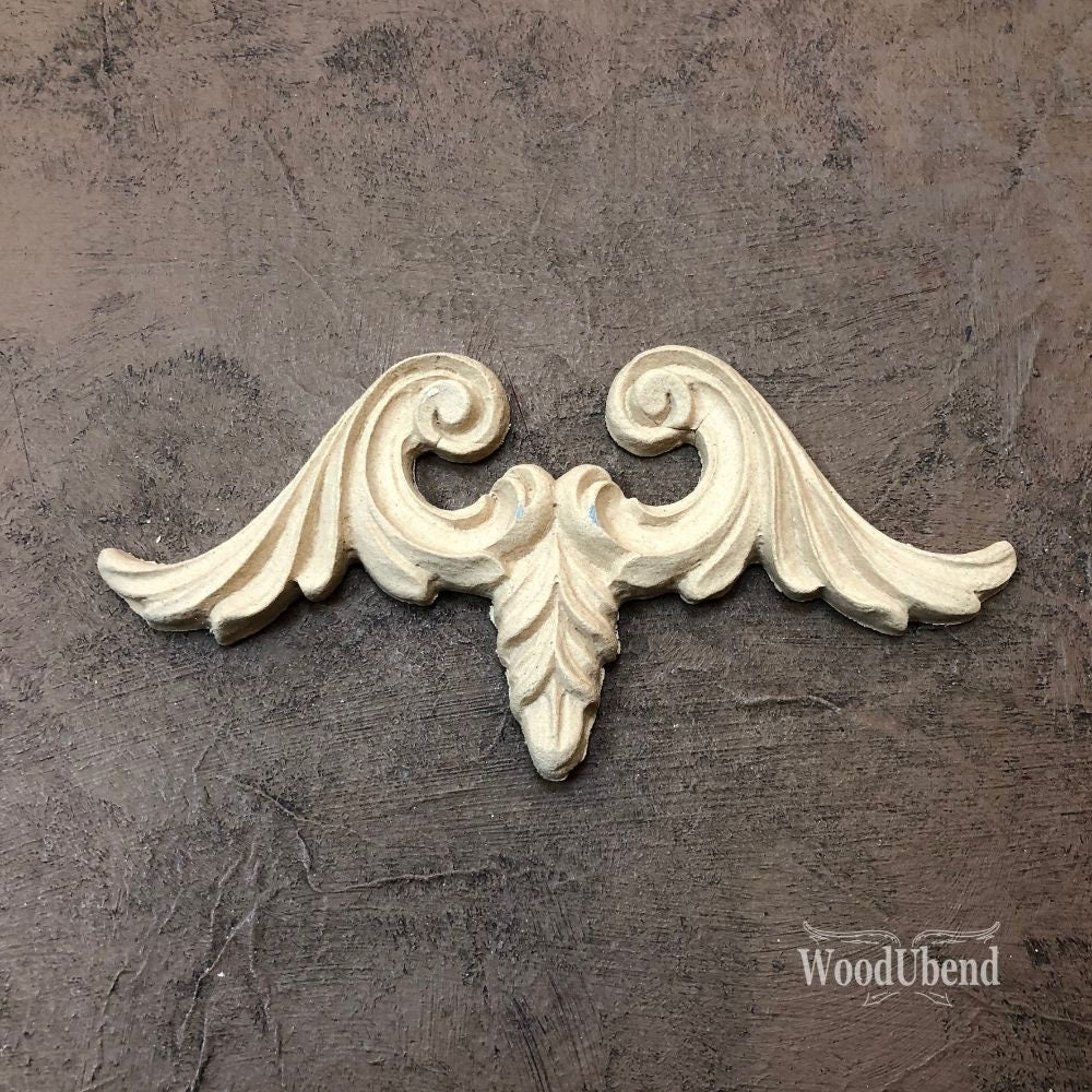 WoodUbend, Pack Of Two, Applique, Scroll, Emblems, WUB6104, 5.28 × 2.5 in