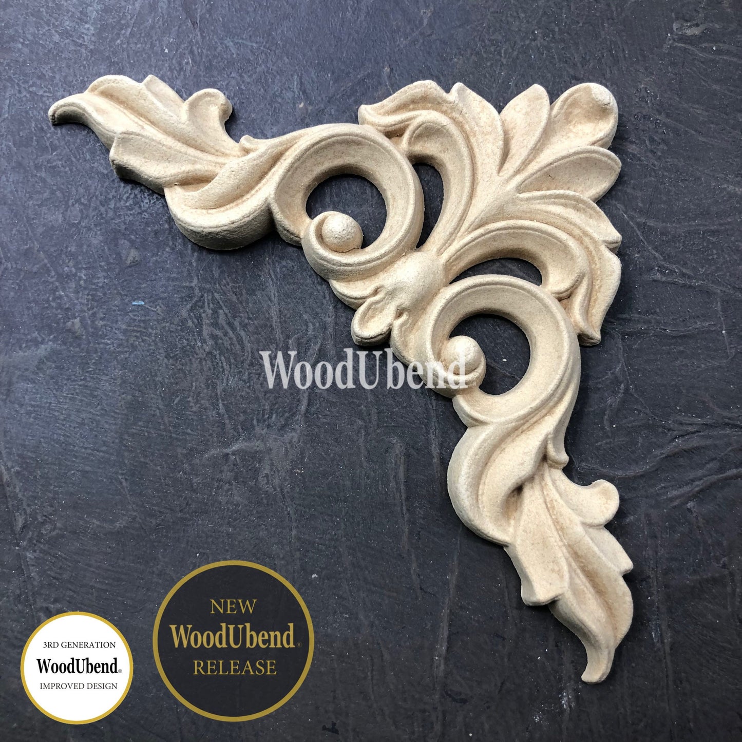 WoodUbend, Pack Of Two, Ornate, Plumes, Flourishes, Decorations, WUB6093, 3.94 × 7.68 in