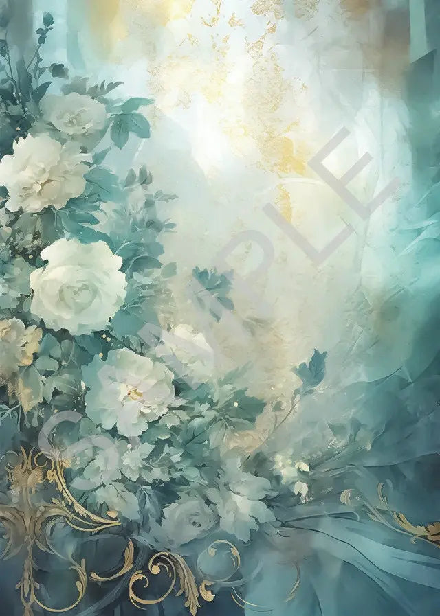 Calambour, Rice Paper, Italian Design, Dreamscape Blue Florals, Background, 2024 Release, Shabby Chic, Vintage Style, T162, A4, 9 x 12.5 in Calambour