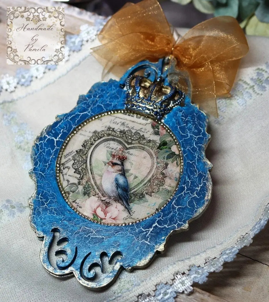 Laser Cut MDF Vintage Style, Pendant, Ornament, Blank, Base, Frame Overlay, 2 piece, Decoupage, Mixed Media, Crafts, 5 3/4 x 8 in, 1/8 Handcrafted Holiday Traditions