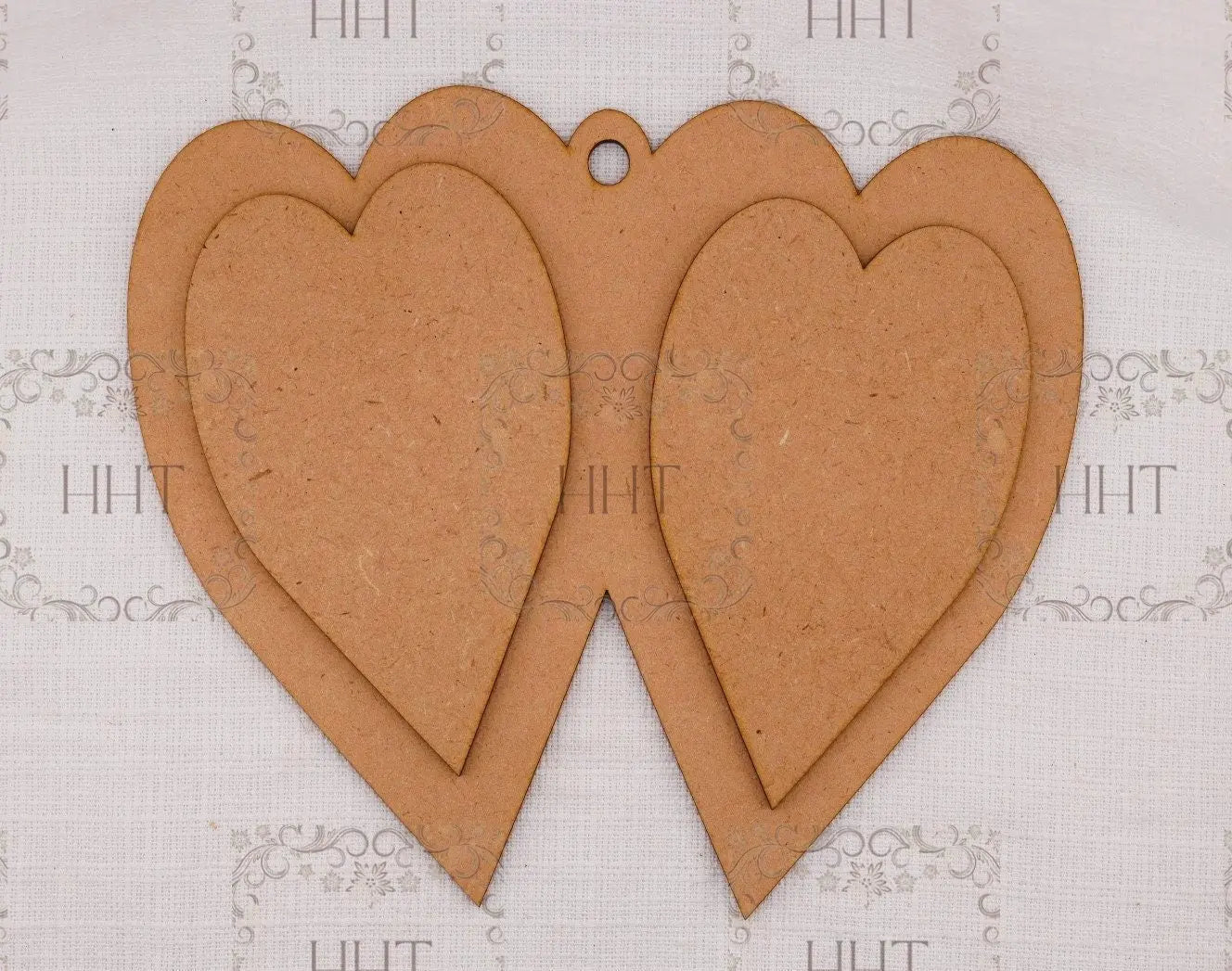 Handcrafted, Decoupage, Mothers Day, Double Heart Ornament, Nostalgic, Vintage, Mother, Daughter Portrait, Shabby Chic, Laser Cut MDF, Gift Handmade by Pamela