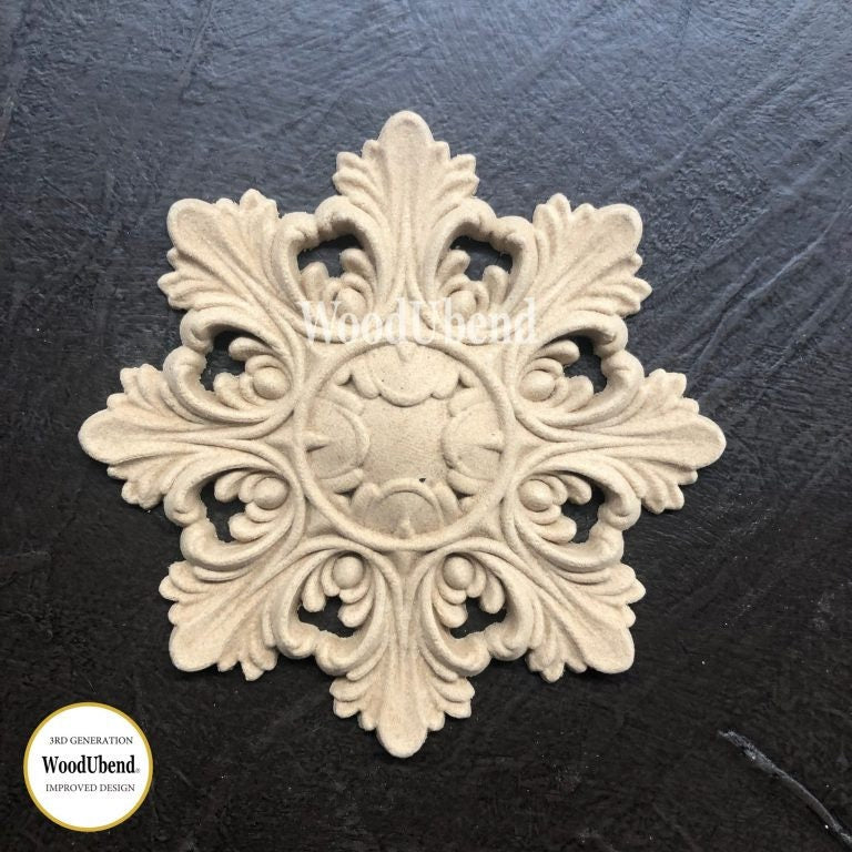 WoodUbend, Baroque Centerpiece, Medallion, Pack of Two, WUB1323, 9.6 cm, 3.77"