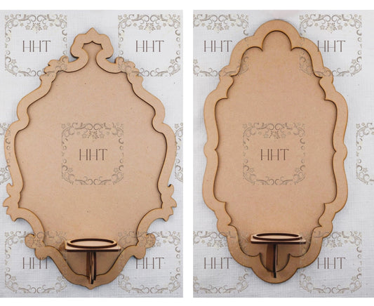 Laser Cut MDF, Wood, Craft, Blank Base, Wall Sconce, Plaque, Candle Wall Art, Home decor, Paintable, 4 piece, Decoupage, Mixed Media