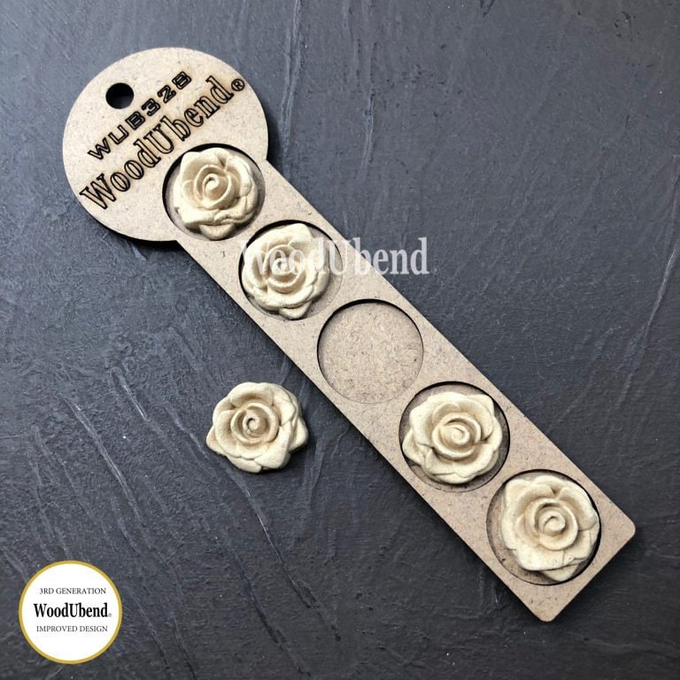 WoodUBend, Pack Of Five Small Roses, Flowers, WUB0328 3 cm, 1.18"