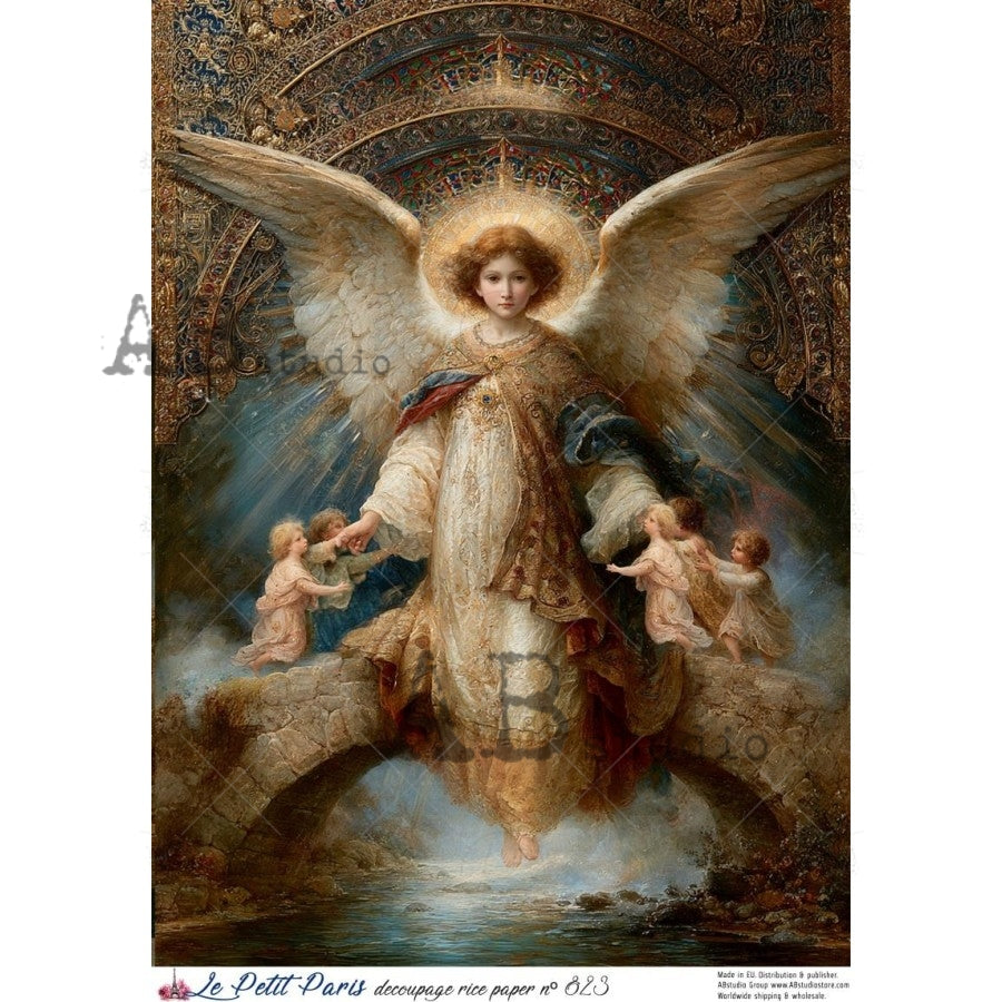 AB Studio Rice Paper, Christmas, La Petit Paris, Celestial Christmas Angel, A4 8.27 x11.69, Mixed Media, Decoupage,