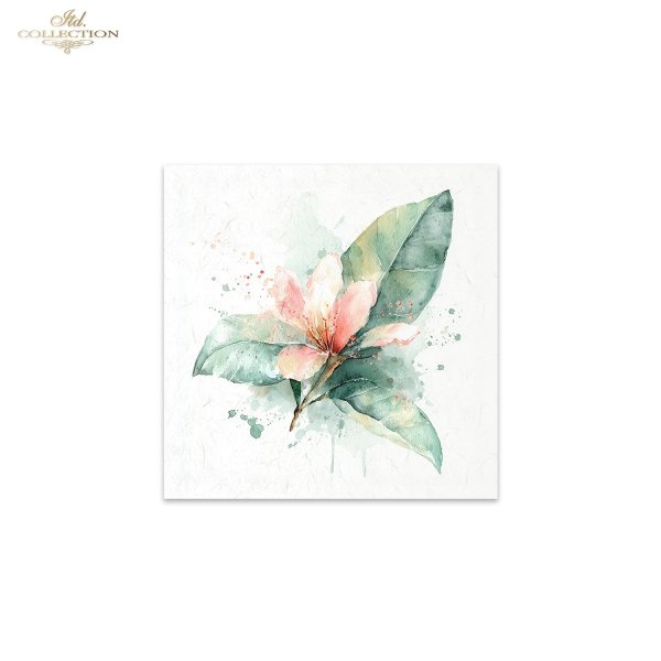ITD Collection Rice Paper, Mini Set, Watercolor Tropical Flowers Motifs, 6 Sheets, 5x8, Decoupage, Mixed Media