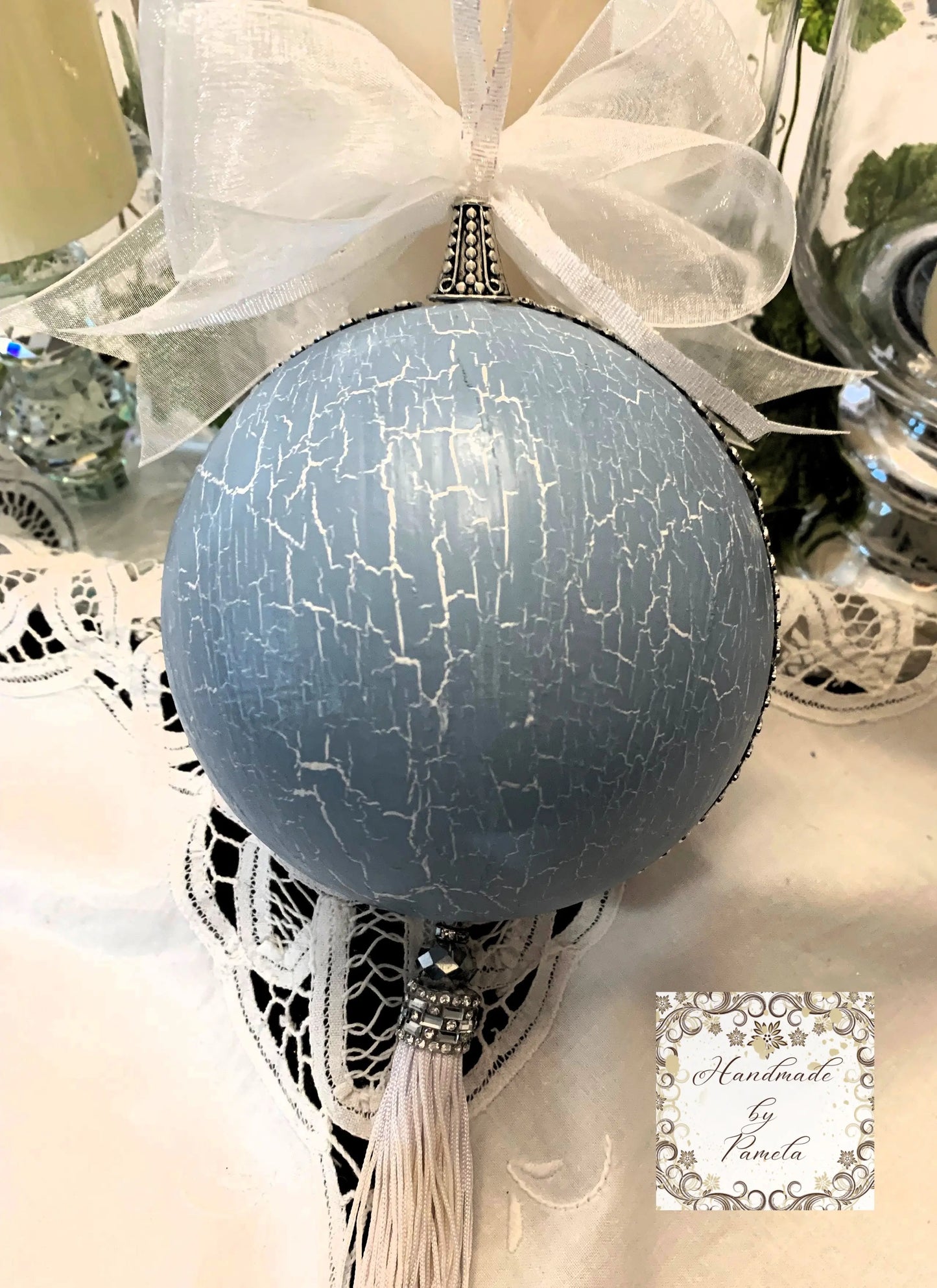Handcrafted, Christmas, Large 3d Diorama Round Ornament, Santa, Snowman, Tree, Winter Scene, Decoupage, Mixed Media, 3 Variations Handmade by Pamela