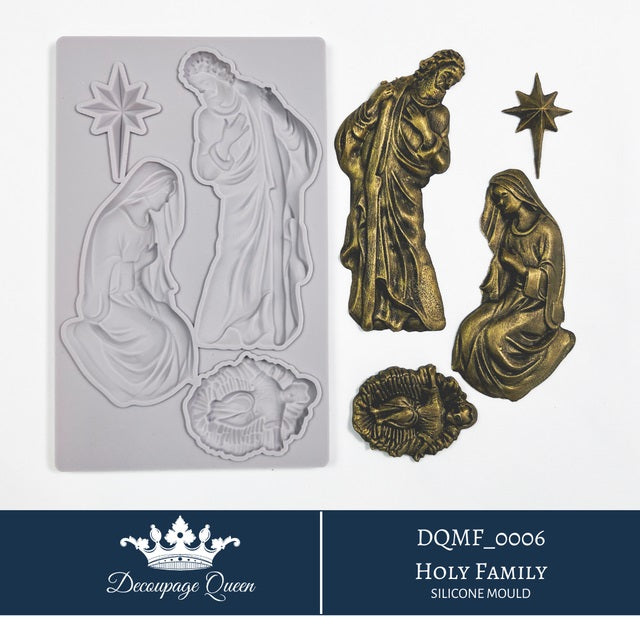 Laser Cut, MDF, Nativity Scene Shelf Sitters Kit, Mary, Joseph, Baby Jesus, Animals, Decoupage Queen Holy Family Mold Blank Bases, Christmas