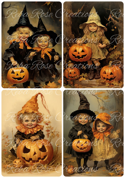 Reba Rose Creations, Rice Paper for Decoupage, Mixed Media, Halloween, Trick or Treat, Cards, Shabby Chic, Vintage Style, 0653 A4 8.2 X 11.6