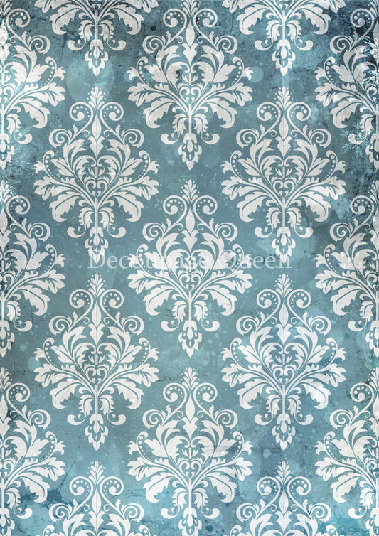 Decoupage Queen, Rice Paper, 2024 Winter Release, Fairy Tale, Damask, Blue and White, Background, Wallpaper, Vintage Style, Christmas, A4