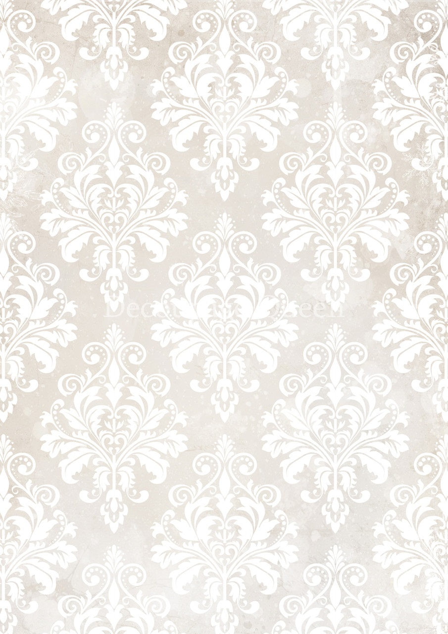 Decoupage Queen, Rice Paper, 2024 Winter Release, Shabby, Vintage Style, Cream, Damask, Background, Wallpaper, Vintage Style