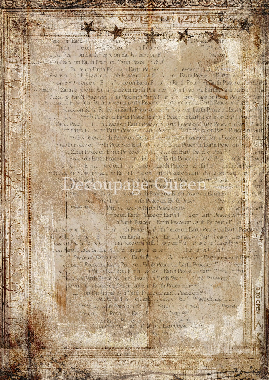 Decoupage Queen, Rice Paper, 2024 Winter Release, Shabby, Vintage Style, Weathered, Background, Wallpaper, Vintage Style, Old Papers, A4