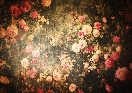 Reba Rose Creations, Rice Paper, Decoupage, Mixed Media, Pink Roses, Black Background, Wallpaper, Shabby Chic, 1507, A4 8.27 X 11.6