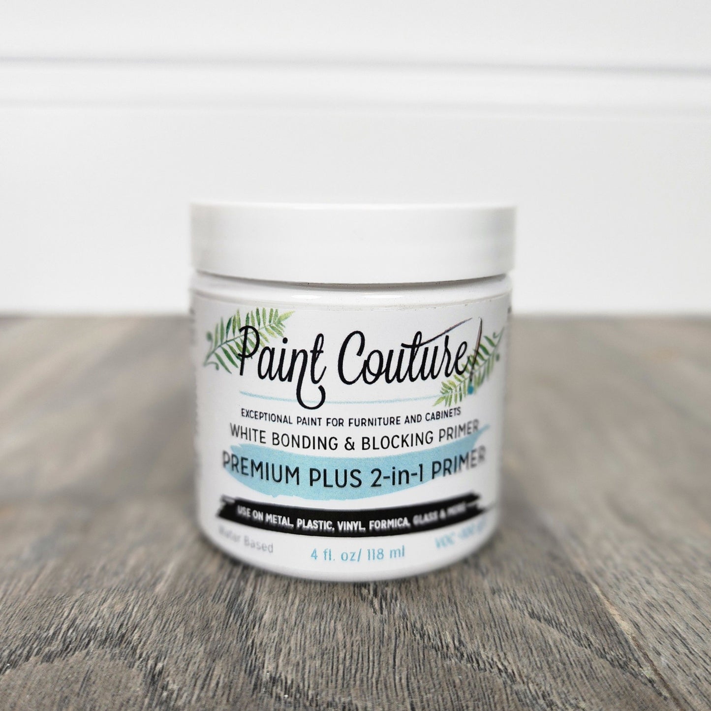 Paint Couture, Premium Plus 2-in-1, White, Bonding and Blocking Primer, 4 oz,