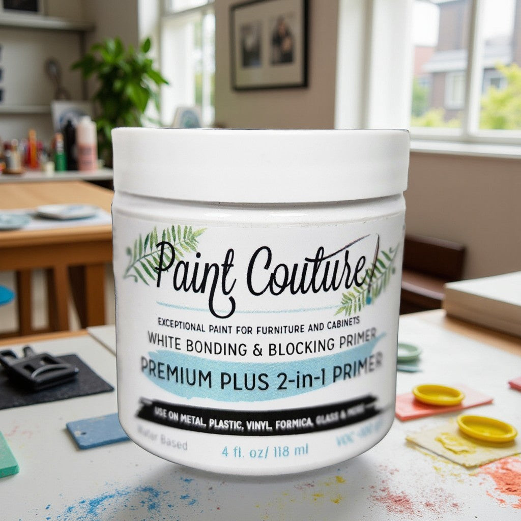 Paint Couture, Premium Plus 2-in-1, White, Bonding and Blocking Primer, 4 oz,