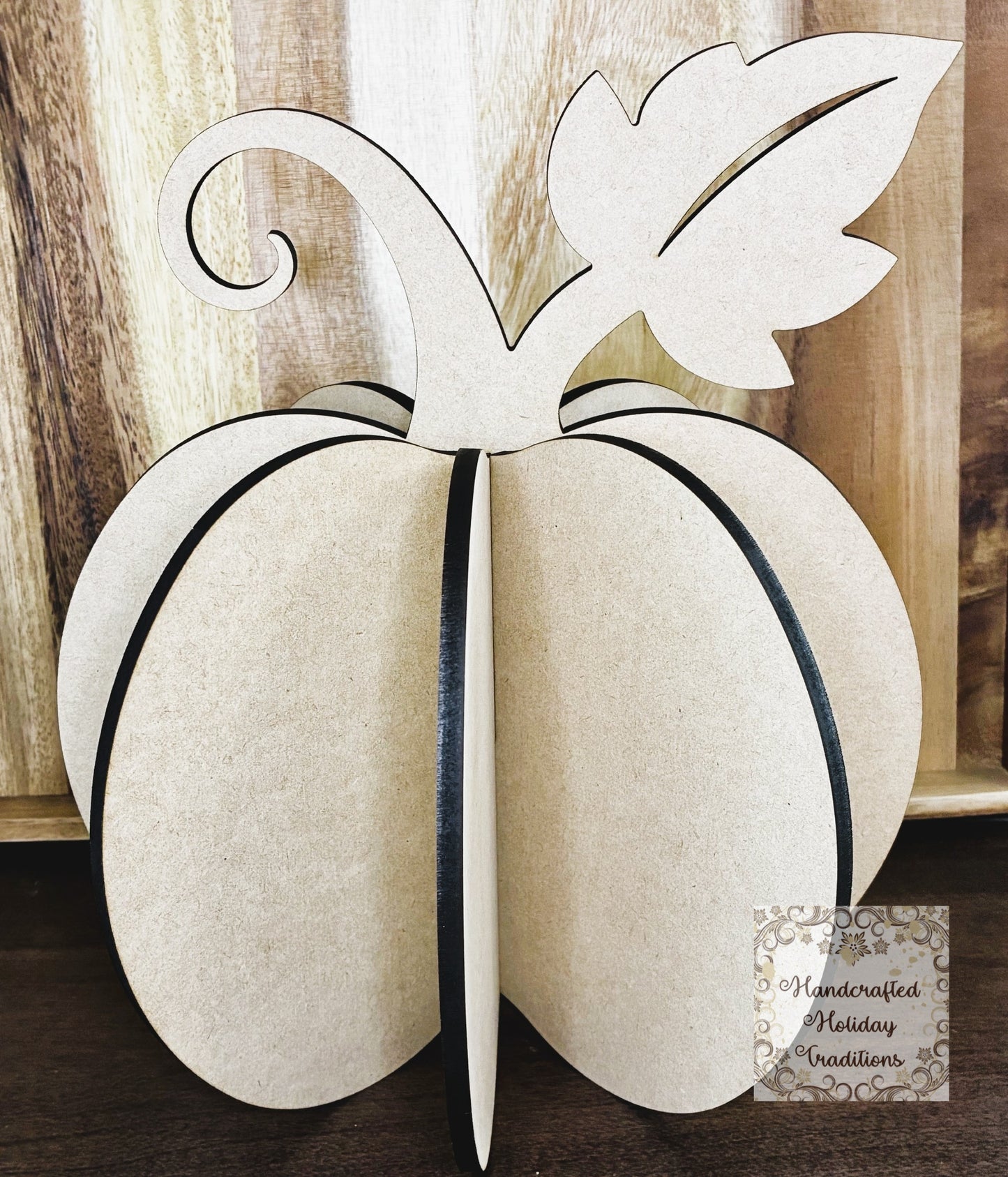 Laser Cut MDF 3D Pumpkin Unfinished Craft Kit, 4-piece, Decoupage, Mixed Media, Crafts, Halloween, 10.5"w x 12"h