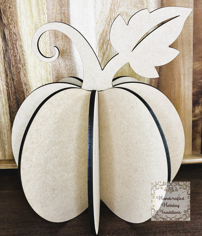 Laser Cut MDF 3D Pumpkin Unfinished Craft Kit, 4-piece, Decoupage, Mixed Media, Crafts, Halloween, 10.5"w x 12"h