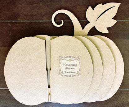 Laser Cut MDF 3D Pumpkin Unfinished Craft Kit, 4-piece, Decoupage, Mixed Media, Crafts, Halloween, 10.5"w x 12"h
