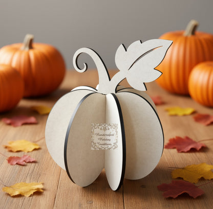 Laser Cut MDF 3D Pumpkin Unfinished Craft Kit, 4-piece, Decoupage, Mixed Media, Crafts, Halloween, 10.5"w x 12"h