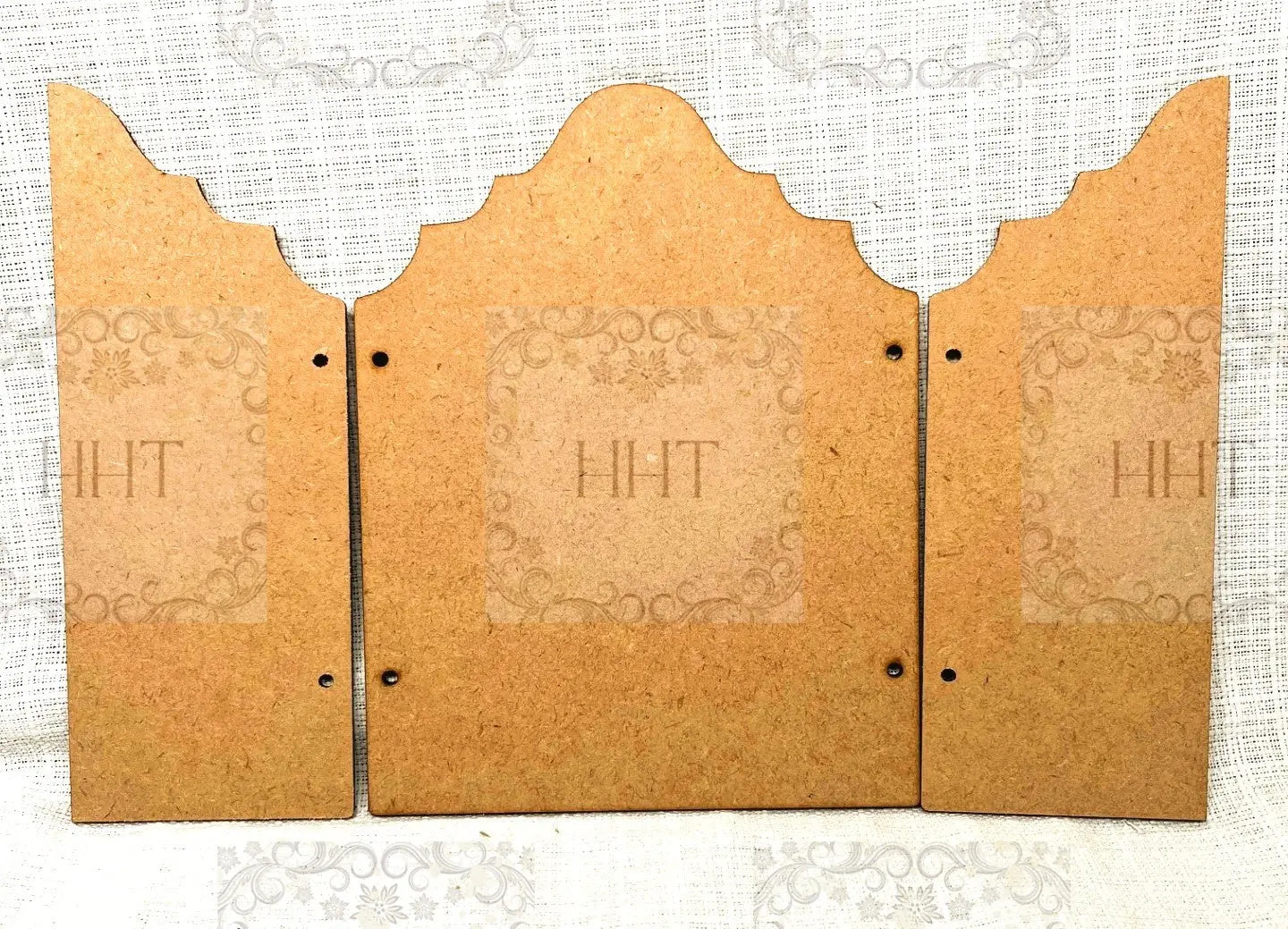 Laser Cut, MDF, Vintage Style, 3 piece, Triptych, Table Top, Screen, Base, Blank, Plaque, Panel, Decoupage, Mixed Media, Crafts, 2 sizes Handcrafted Holiday Traditions