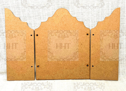 Laser Cut, MDF, Vintage Style, 3 piece, Triptych, Table Top, Screen, Base, Blank, Plaque, Panel, Decoupage, Mixed Media, Crafts, 2 sizes