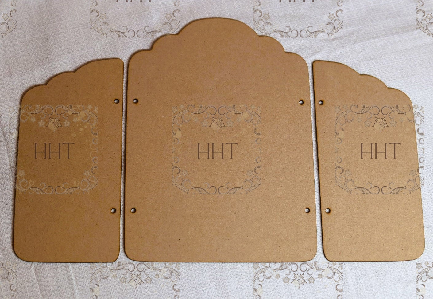 Laser Cut, MDF, Vintage Style, 3 piece, 2 sizes, Table Top, Screen, Base, Blank, Plaque, Panel, Decoupage, Mixed Media, Crafts