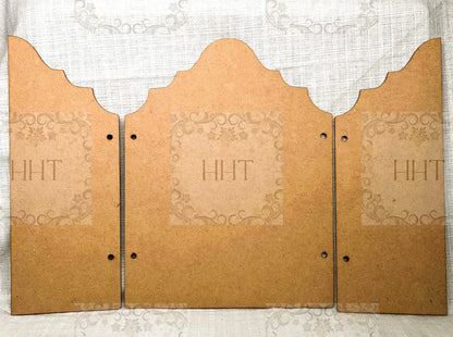 Laser Cut, MDF, Vintage Style, 3 piece, Triptych, Table Top, Screen, Base, Blank, Plaque, Panel, Decoupage, Mixed Media, Crafts, 2 sizes Handcrafted Holiday Traditions