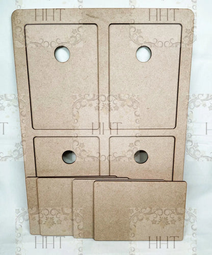 Laser Cut MDF, Interchangeable, Plaque, Panel, Sign, Blank, Base, Frame, 4 openings, 6 piece, Decoupage Mixed Media, Crafts Handcrafted Holiday Traditions