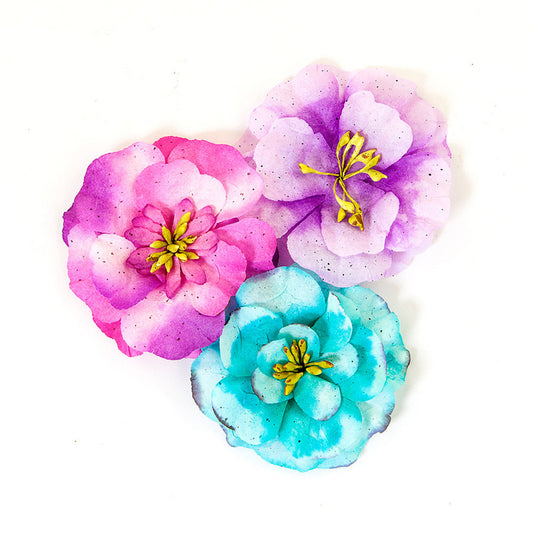 Prima Marketing, Paper Flowers, Joli Pastel Flowers, Pastel Roses, Pink, Blue, Scrapbooking, Mixed Media, Crafts