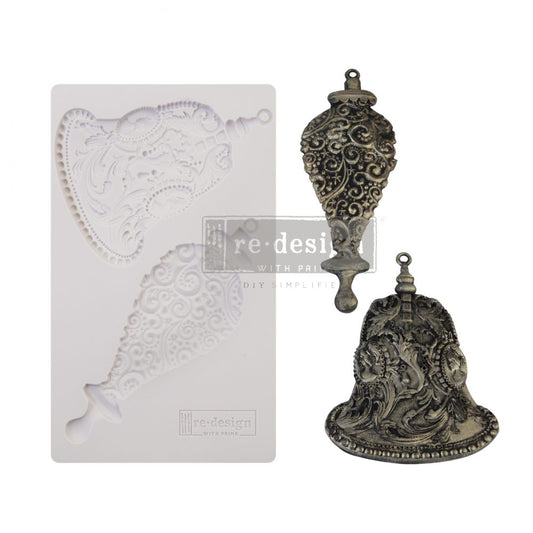 Redesign with Prima, Silver Bells, Christmas, Ornaments, Silicone Mold, 5″X8″, Craft Supplies