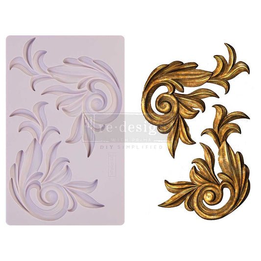 Redesign with Prima, Antique Scrolls, Mould, Decorations, Food Safe, Silicone Mold, 5" x9" x 1/4"