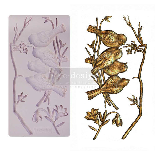 Redesign with Prima, Avian Love, Birds, Mould, Decorations, Food Safe, Silicone Mold, 5″x10″, 8mm