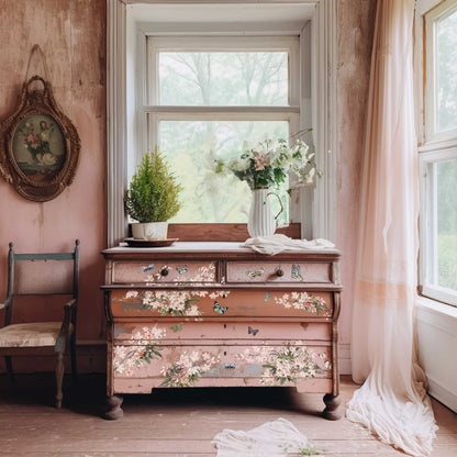 Re-Design with Prima, Decor Rub on Large Transfers, Blossom Botanica, Pink Flowers, total sheet size 24″x35″, cut into 4 sheets Re-Design with Prima