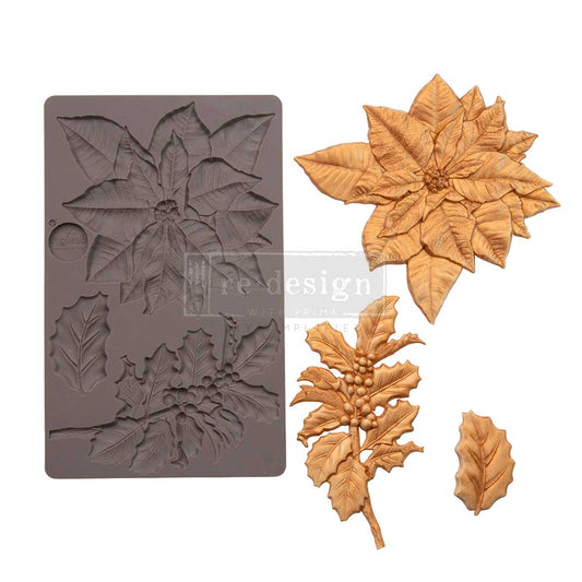 Redesign with Prima, Perfect Poinsettia, Christmas, Flowers, Decor Moulds, Silicone Mold, 5″X8″X8