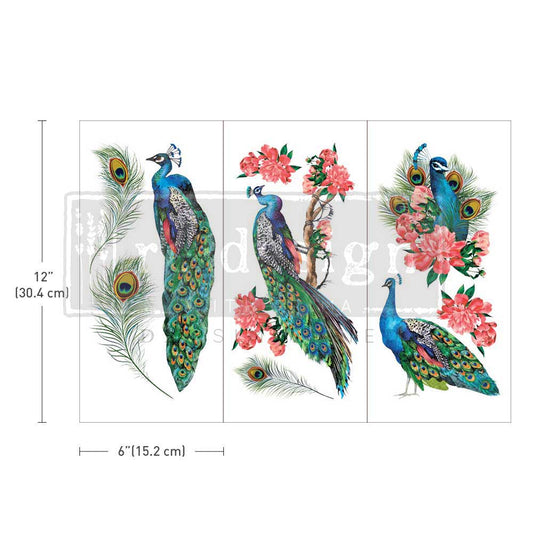 Re-Design with Prima, Small Rub-on Transfers, Royal Peacock, 3 sheets, 6″x12″