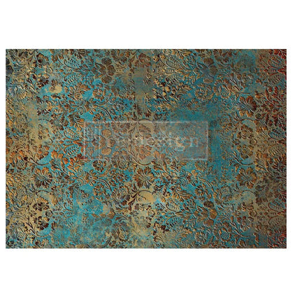 Re-Design with Prima Decoupage Fiber Pack, Aged Patina, Blue, Gold, Mixed Media, A1 23.4" x 33.1" Re-Design with Prima