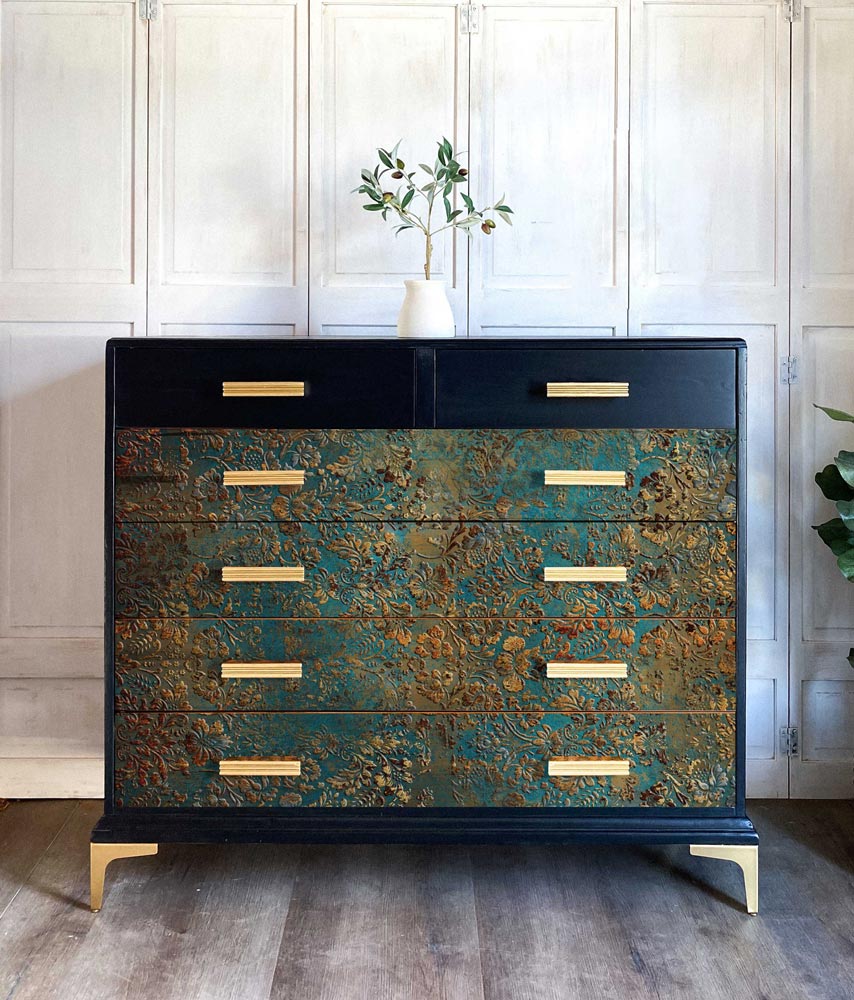 Re-Design with Prima Decoupage Fiber Pack, Aged Patina, Blue, Gold, Mixed Media, A1 23.4" x 33.1" Re-Design with Prima