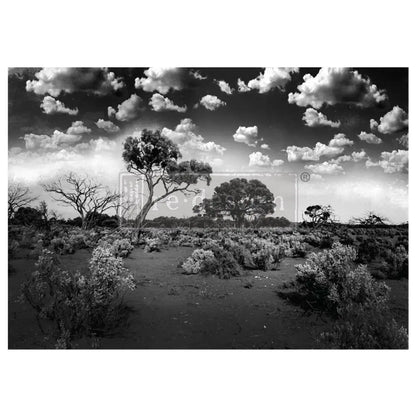 Re-Design with Prima, Decoupage Fiber Paper Set,  Serene Wilderness, Black and White, Landscape, 1 sheet, 23.4″x33.1″ Re-Design with Prima