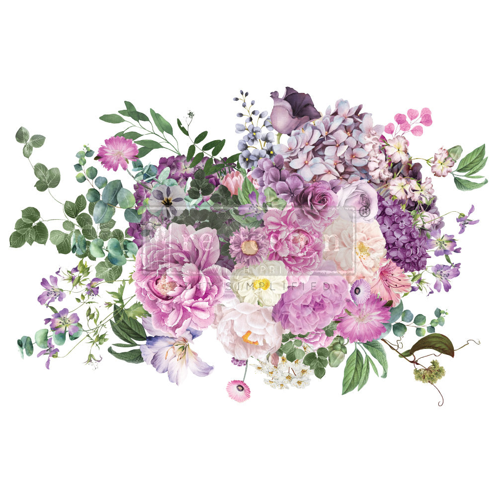 Re-Design with Prima, 2 sheets, Large Decor Transfers, Morning Purple, Floral, Roses, Shabby, Chic, Kacha, 24″x35″