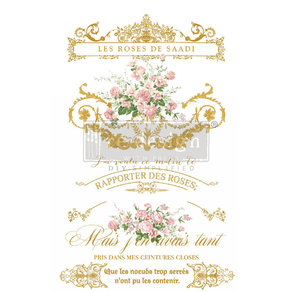 Re-Design with Prima, Decor Transfers, Les Roses, Floral, Roses, Shabby, Chic, Romantic, French Script, Kacha