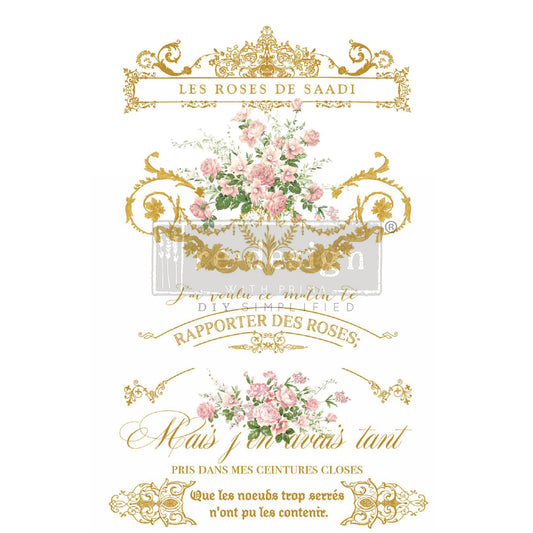 Re-Design with Prima, Decor Transfers, Les Roses, Floral, Roses, Shabby, Chic, Romantic, French Script, Kacha