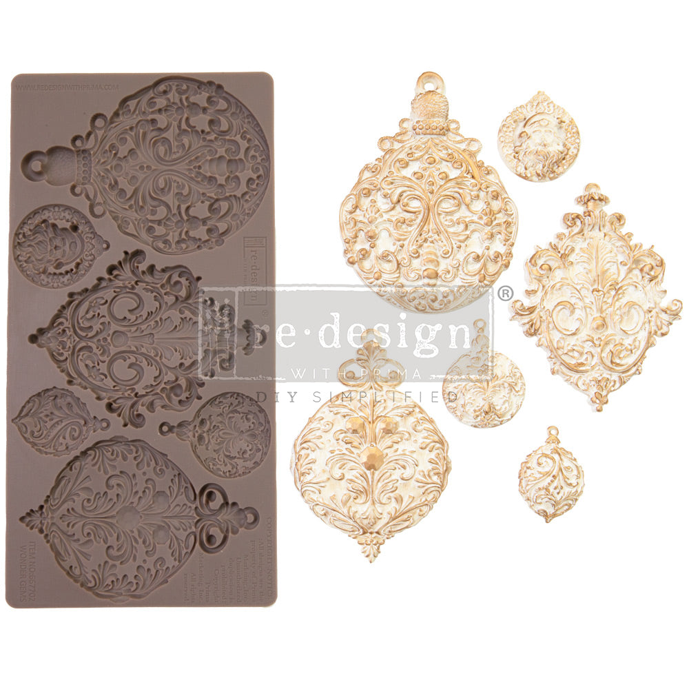 Redesign with Prima, Limited Edition, Decor Moulds, Wonder Gems, Holiday Collection, Food Safe, Silicone Mold, 5″X10″X8